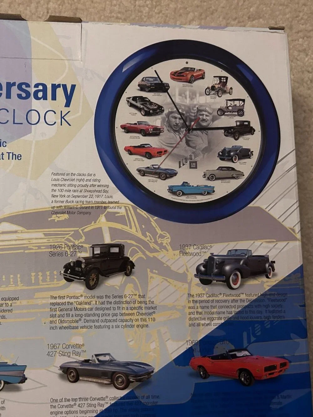 GM 100th Anniversary ~ Wall Clock ~ 12 Authentic Engine Sounds top of each hour